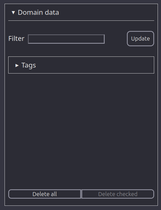 The domain data section of the sidepanel.